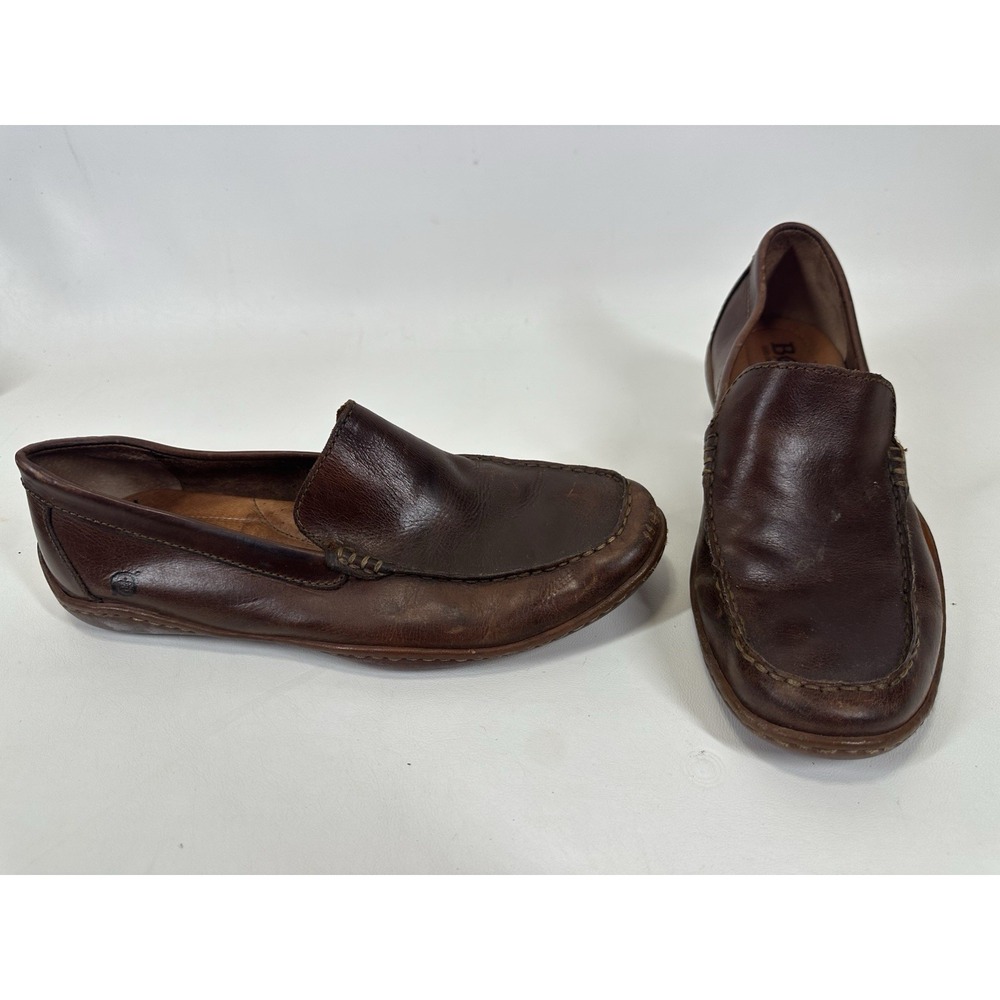 Born Slip On Loafers Shoes Mens 10 M Harmon Cymbal Moc‎ Toe HO2416 Brown Leather